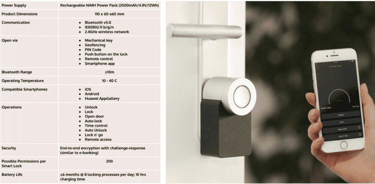 Nuki Smart Lock 3.0 Pro​ Specifications