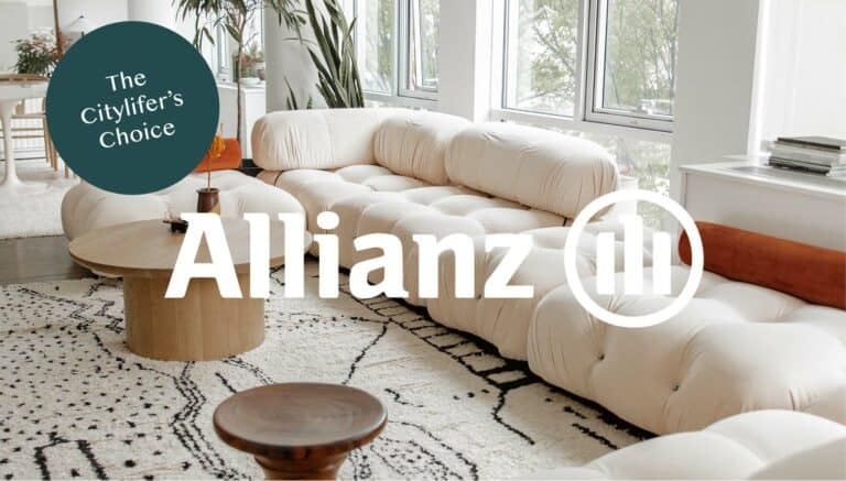Allianz logo with interior sofa