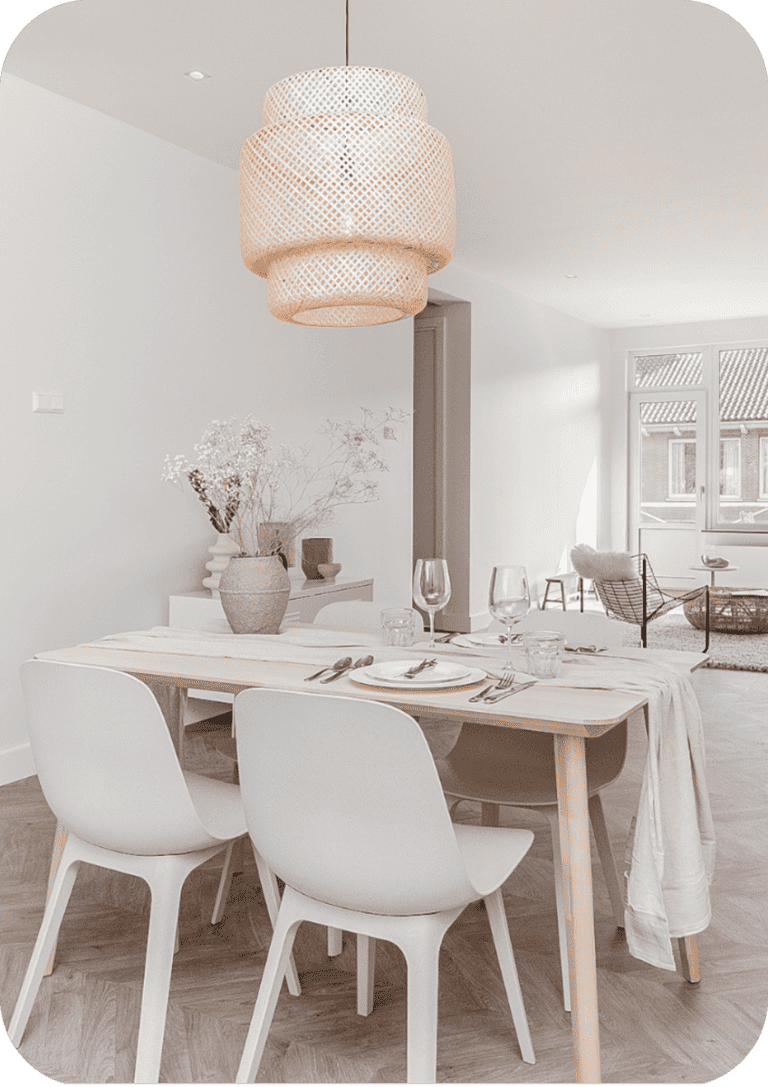 Minimalistic interior apartment dining table setting