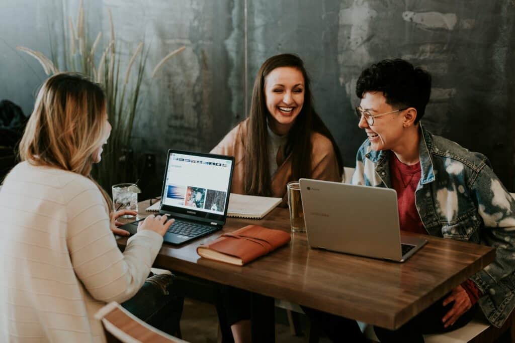 Happy coworking people in coliving