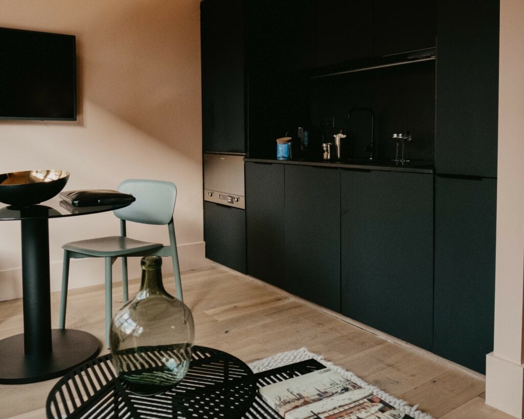 Modern Black Kitchen Muted Colours