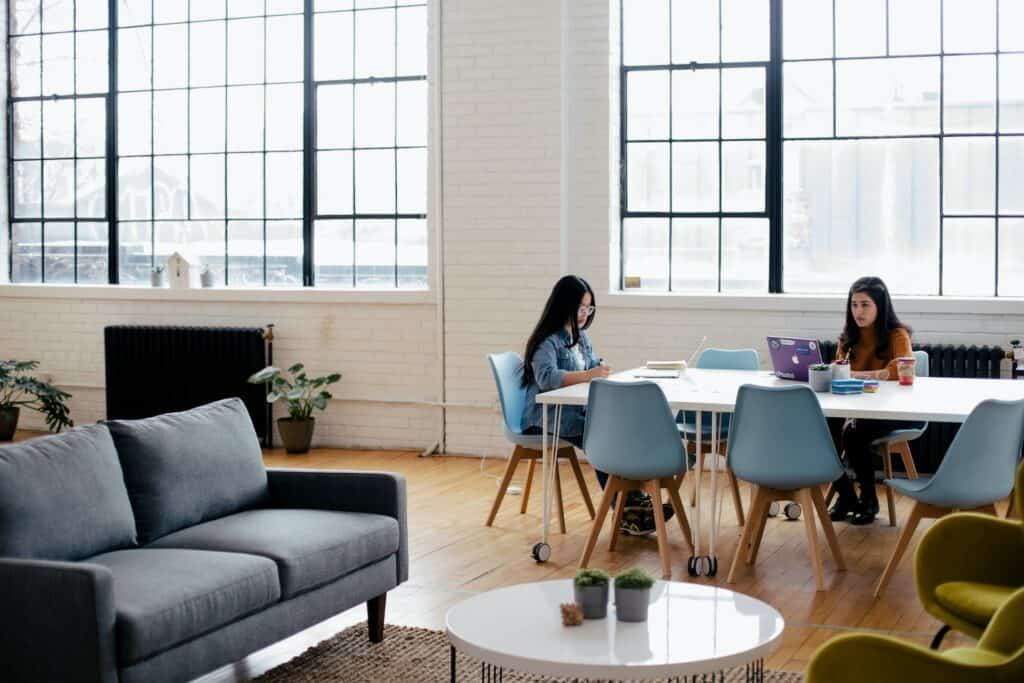 Two girls in the coworking space