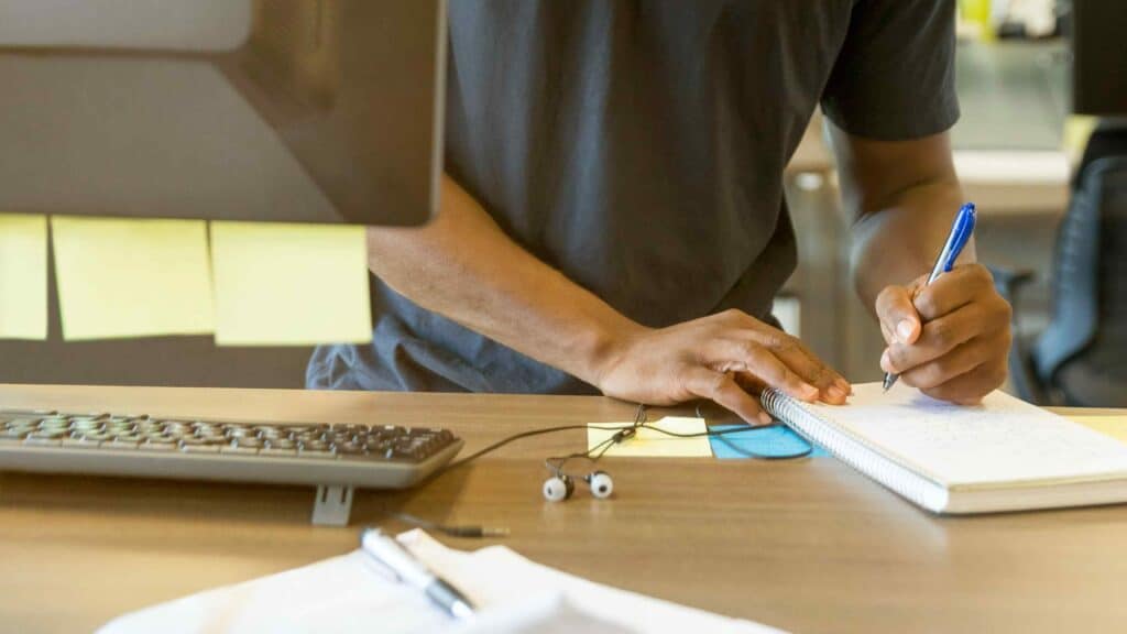 Man working at an office desk