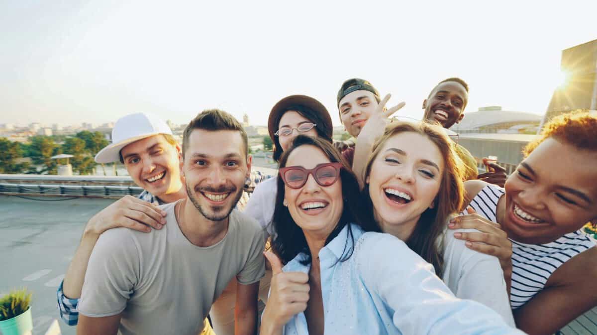 Friends making a picture together