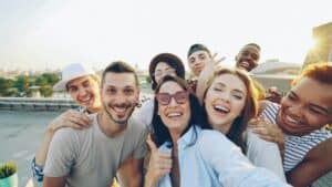 Friends making a picture together